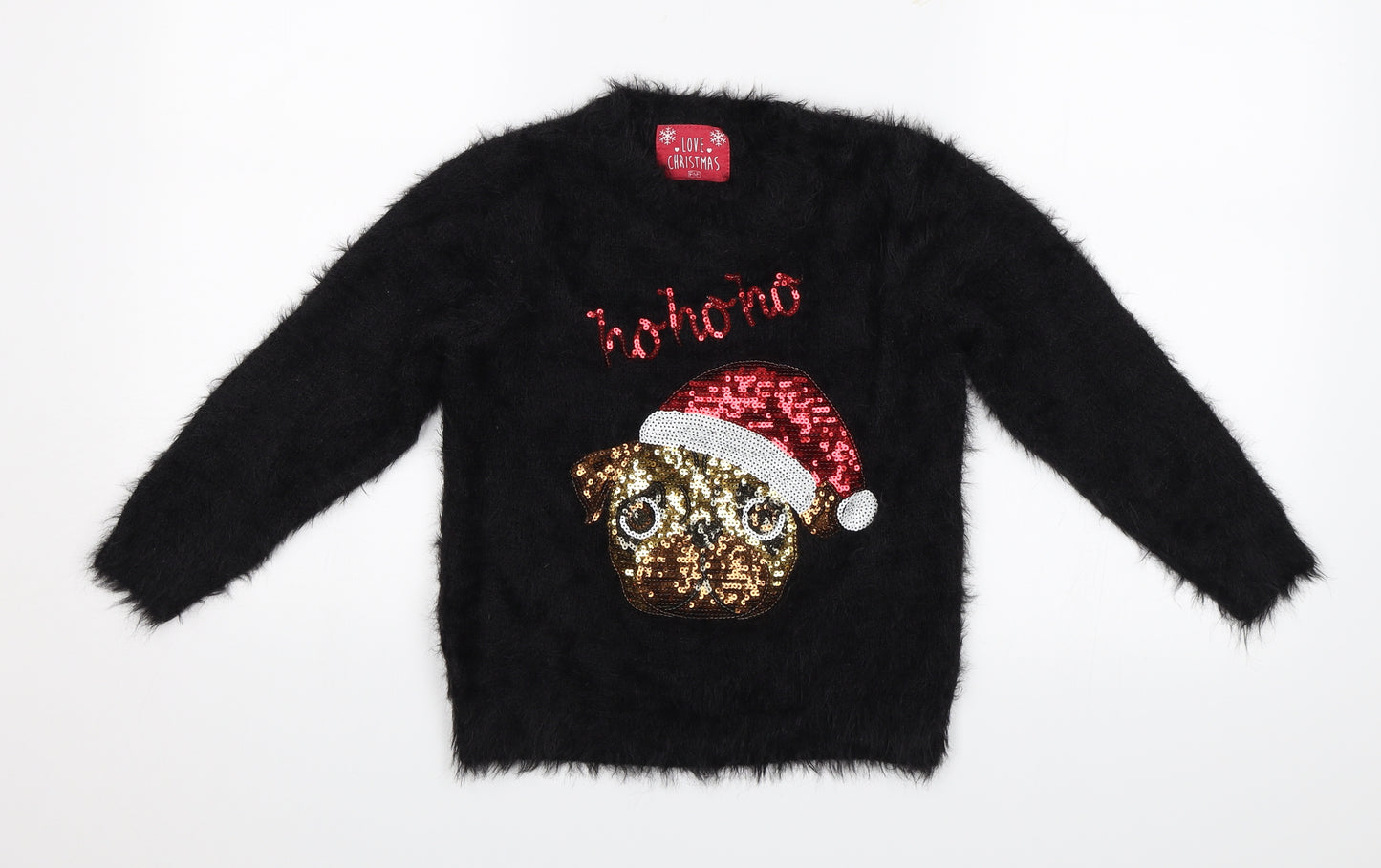 F&F Girls Black   Pullover Jumper Size 6-7 Years  - Christmas