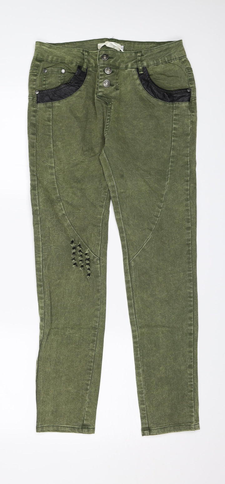 Best Emilie Womens Green Skinny Jeans Size L L27 in