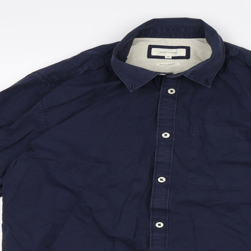 River Island Mens Blue    Button-Up Size M