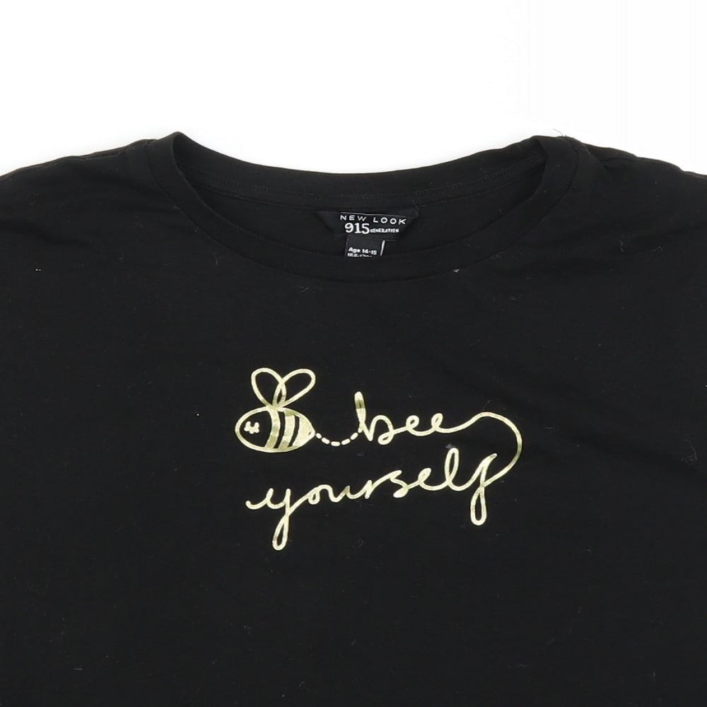 New Look Girls Black   Basic T-Shirt Size 14-15 Years  - Bee yourself