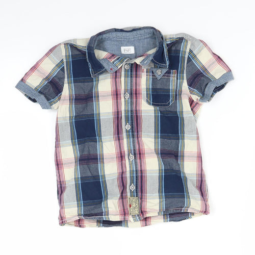 F&F Boys Beige Plaid  Basic Button-Up Size 5-6 Years