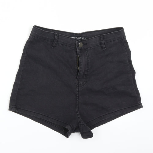 PRETTYLITTLETHING Womens Black  Denim Hot Pants Shorts Size 8