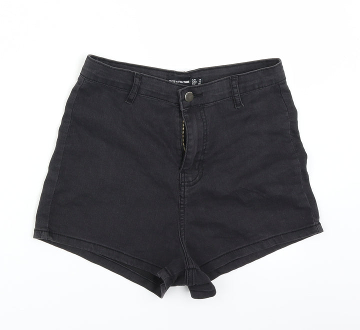 PRETTYLITTLETHING Womens Black Denim Hot Pants Shorts Size 8