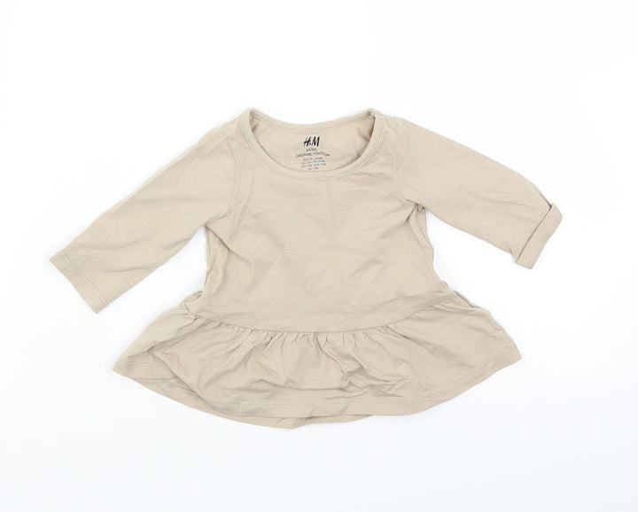 H&M Girls Brown Basic T-Shirt Size 0-3 Months