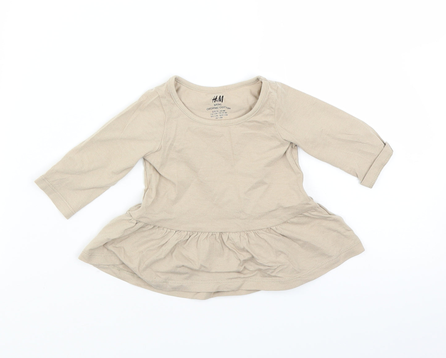 H&M Girls Brown   Basic T-Shirt Size 0-3 Months