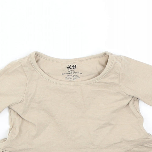 H&M Girls Brown   Basic T-Shirt Size 0-3 Months