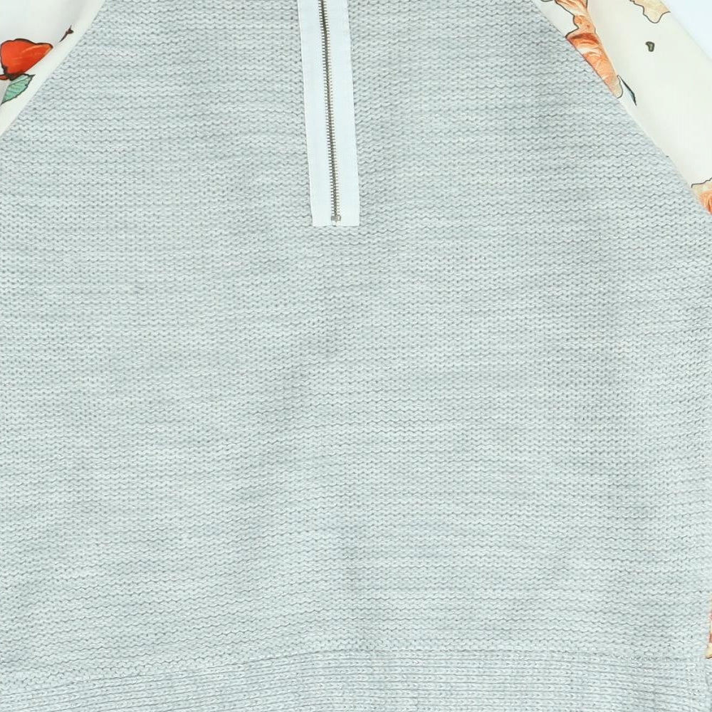 Daisylayla Womens White Floral  Pullover Jumper Size S
