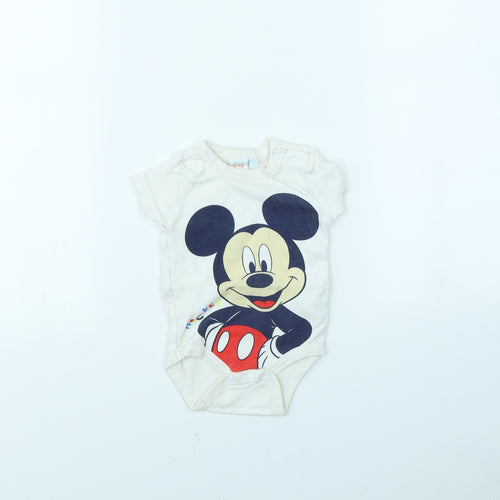 Disney Baby White   Babygrow One-Piece Size 9-12 Months  - Mickey Mouse