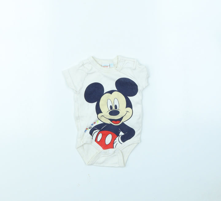 Disney Baby White Babygrow One-Piece Size 9-12 Months - Mickey Mouse