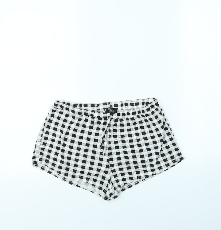 Girls On Film Womens Black Herringbone Cut-Off Shorts Size 12