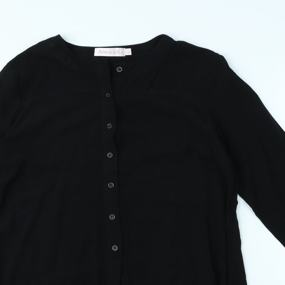 Allegra K Womens Black   Basic Button-Up Size L
