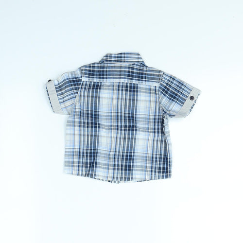 Preworn Boys Blue Check  Basic Button-Up Size 3-6 Months