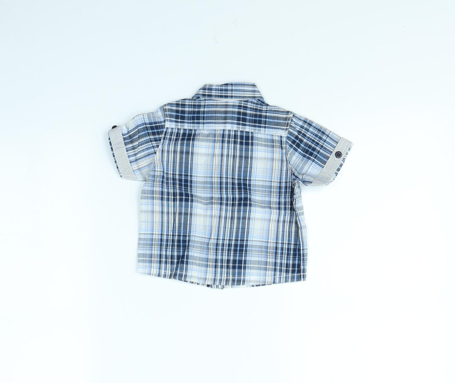 Preworn Boys Blue Check  Basic Button-Up Size 3-6 Months
