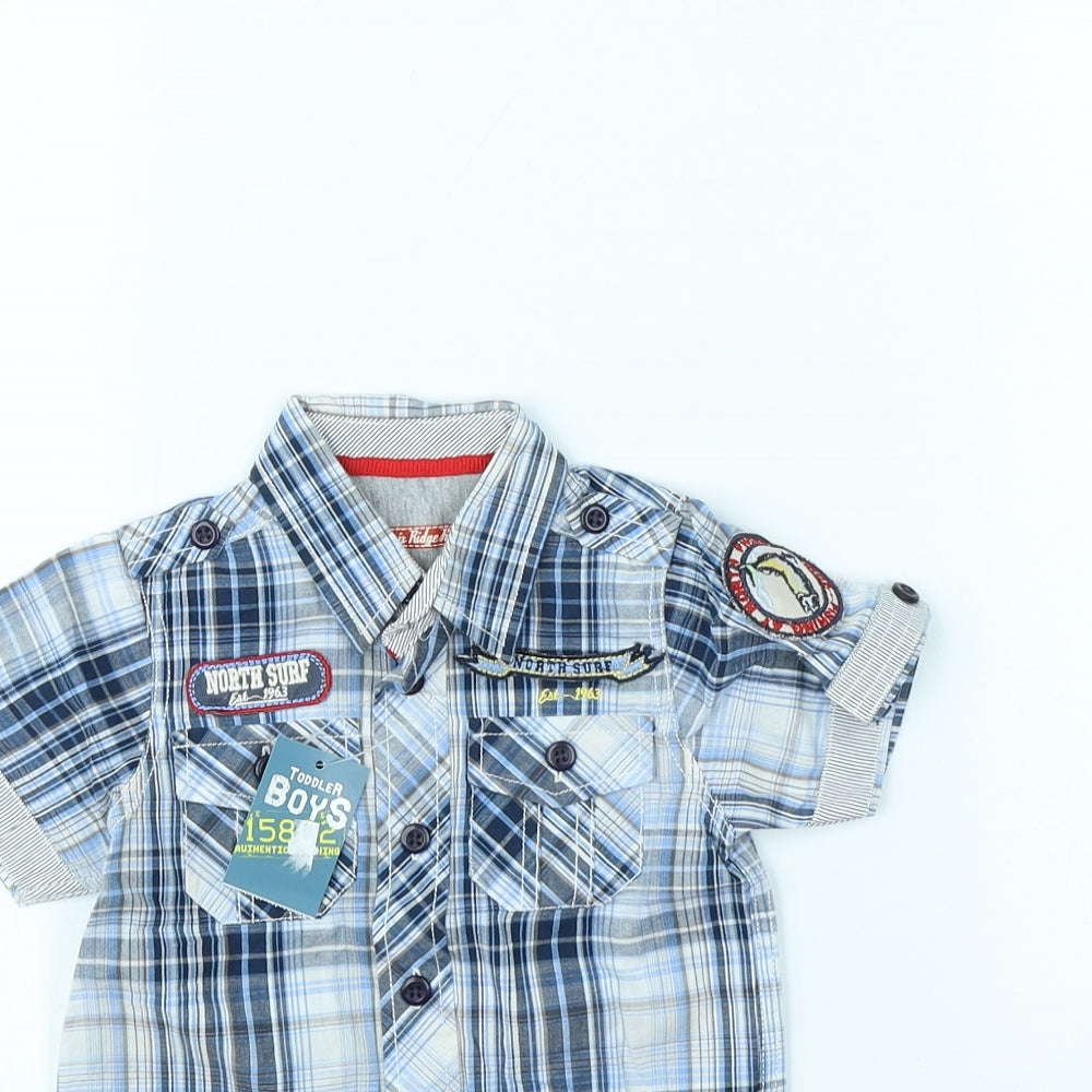 Preworn Boys Blue Check  Basic Button-Up Size 3-6 Months
