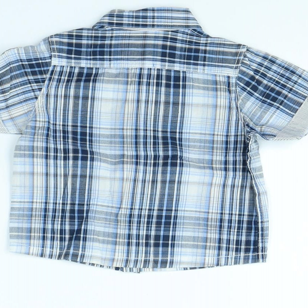 Preworn Boys Blue Check  Basic Button-Up Size 3-6 Months