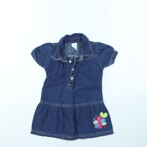 Tiny Ted Girls Blue   Pinafore/Dungaree Dress  Size 12 Months