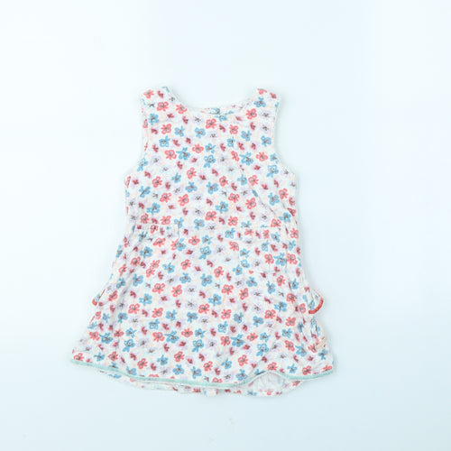 John Lewis Girls White Floral  Fit & Flare  Size 12 Months