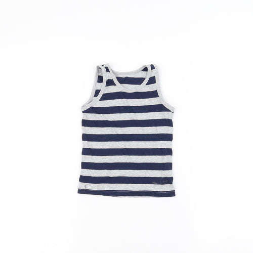 Preworn Girls Grey Striped  Basic Tank Size 2-3 Years