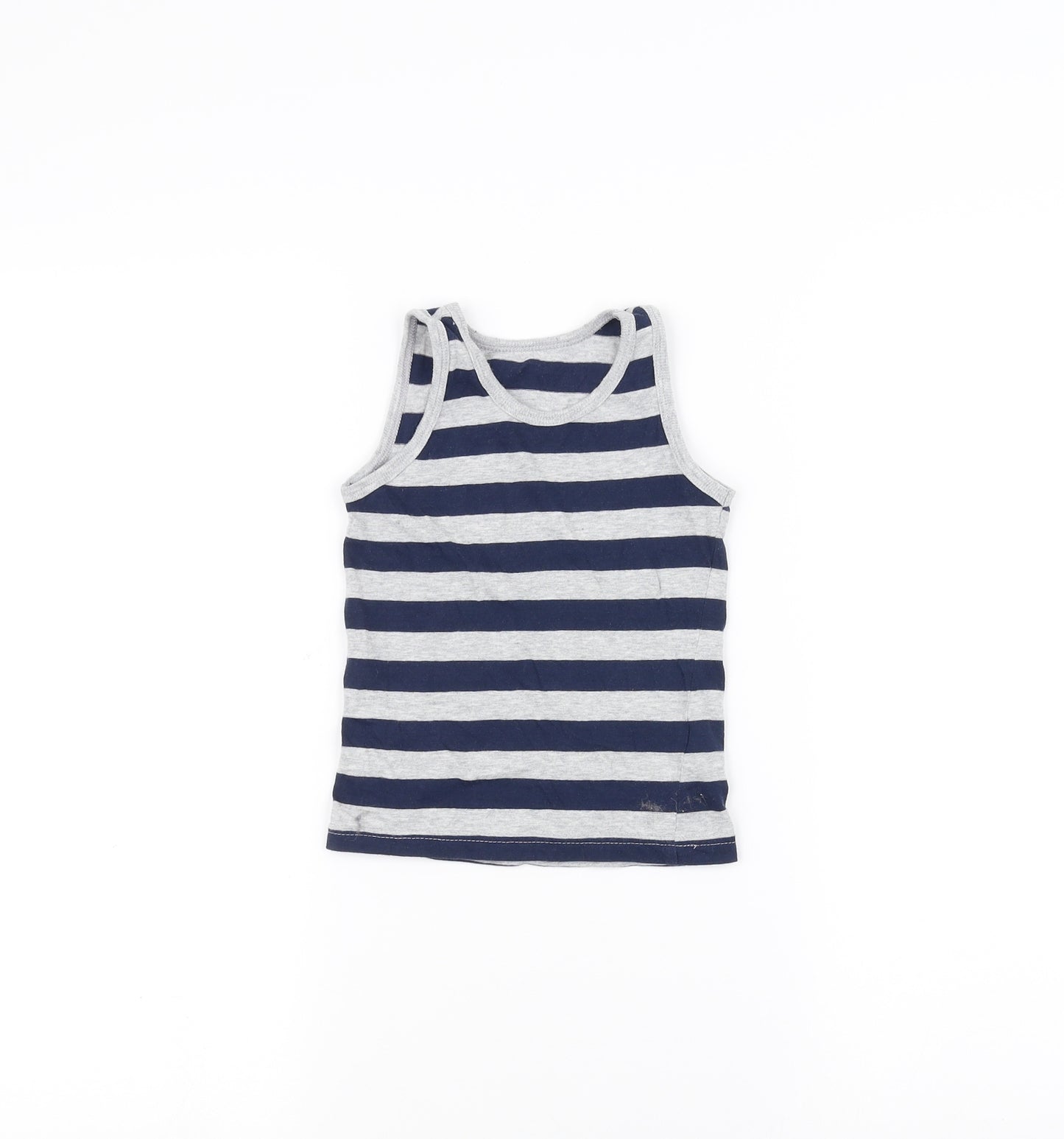Preworn Girls Grey Striped  Basic Tank Size 2-3 Years