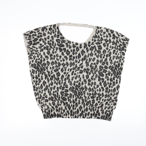 Preworn Womens Black Animal Print  Basic T-Shirt Size S