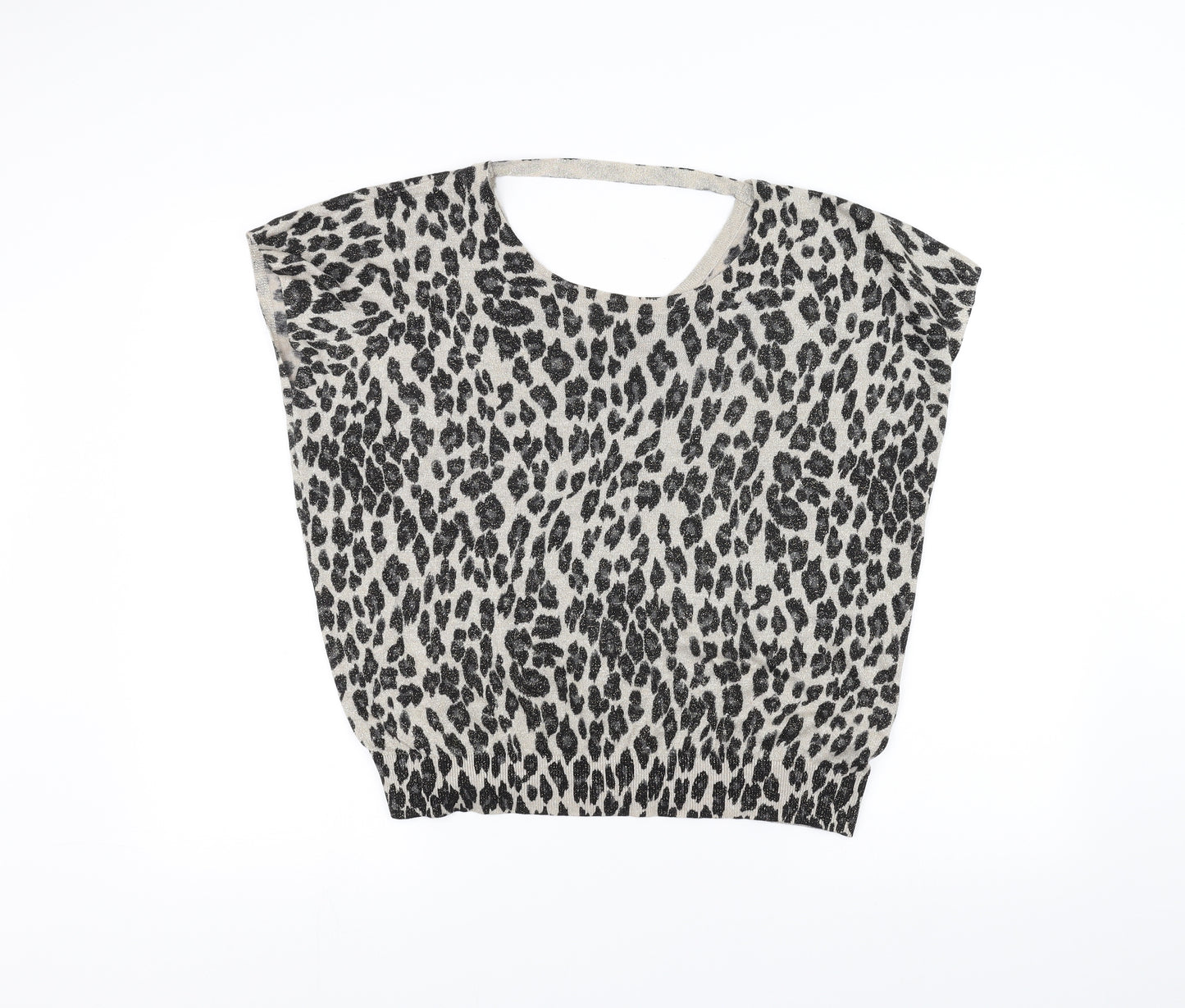 Preworn Womens Black Animal Print  Basic T-Shirt Size S