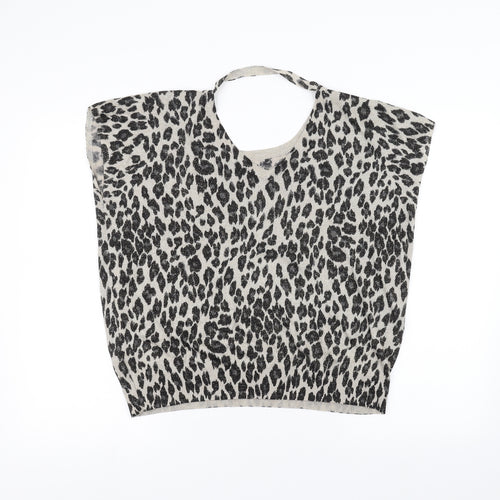 Preworn Womens Black Animal Print  Basic T-Shirt Size S