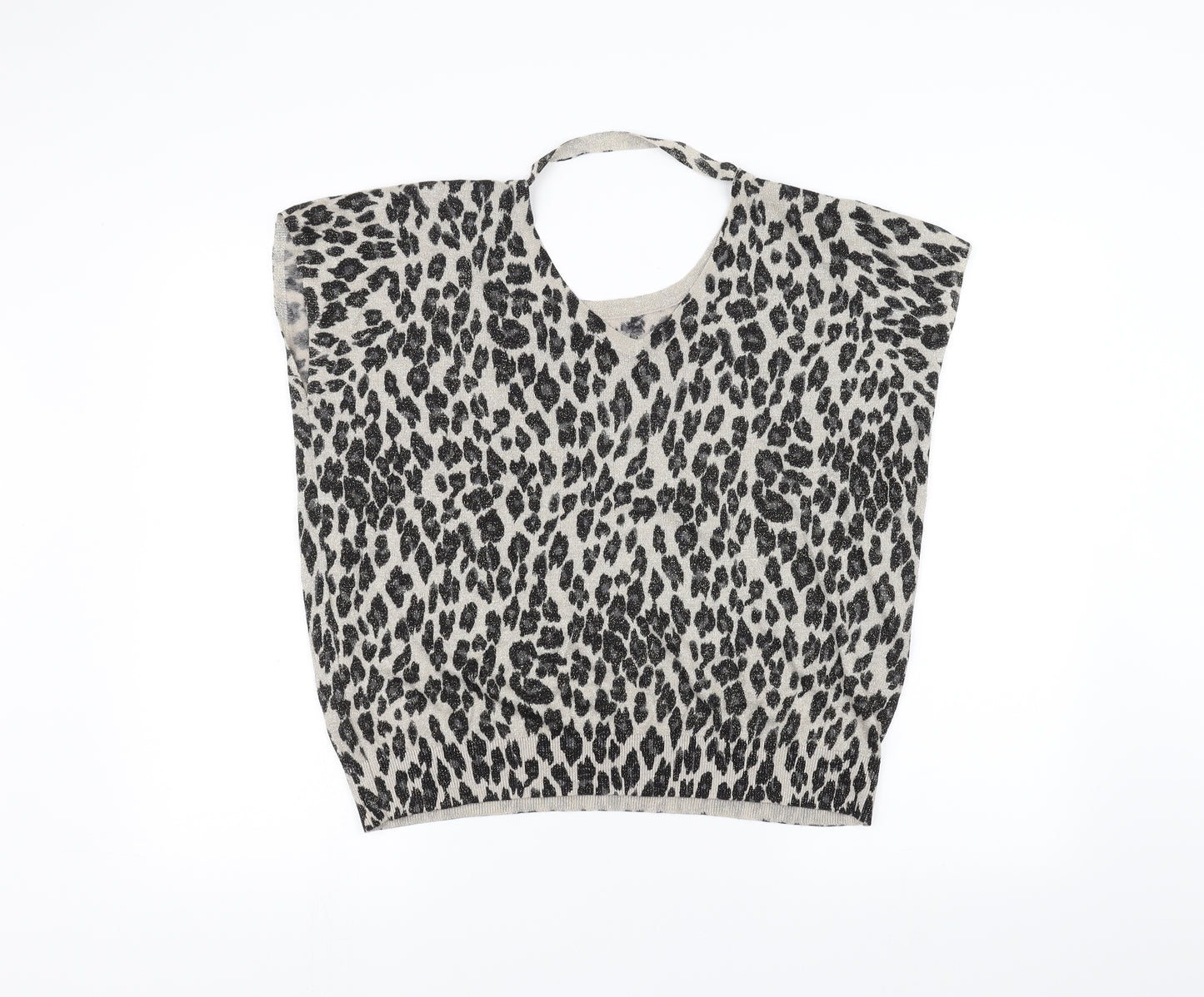 Preworn Womens Black Animal Print  Basic T-Shirt Size S