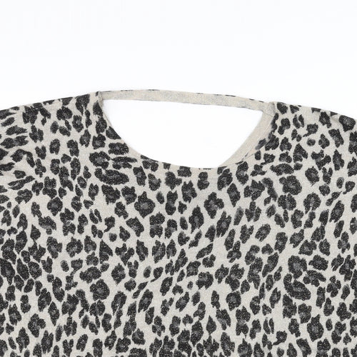 Preworn Womens Black Animal Print  Basic T-Shirt Size S