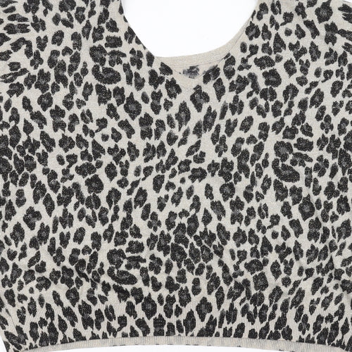 Preworn Womens Black Animal Print  Basic T-Shirt Size S