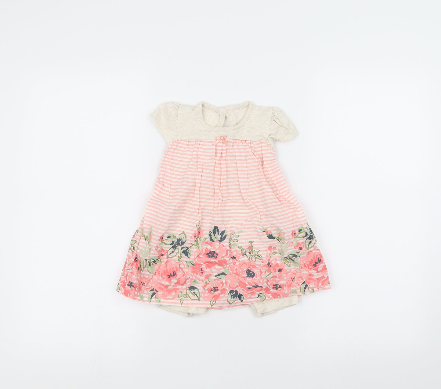 George Girls Pink Striped  A-Line  Size 9-12 Months