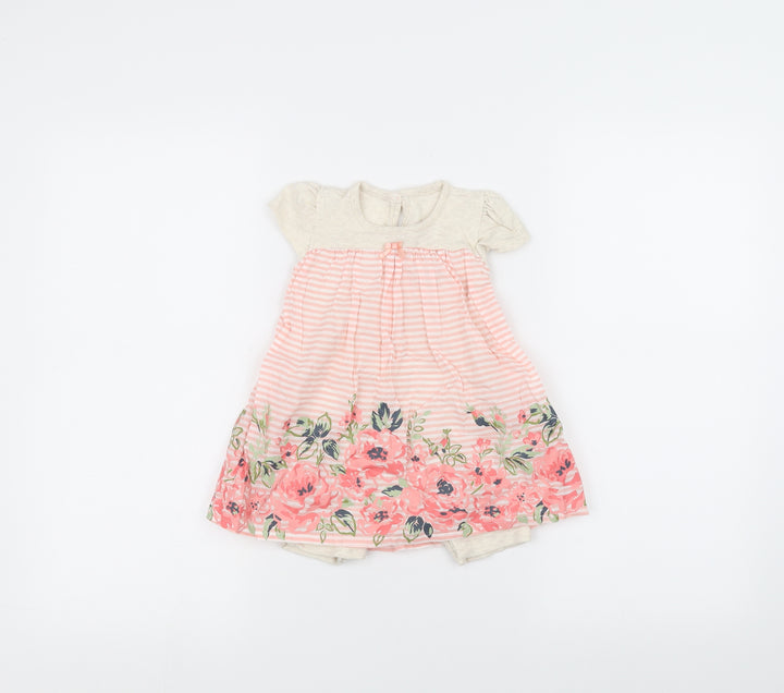 George Girls Pink Striped  A-Line  Size 9-12 Months