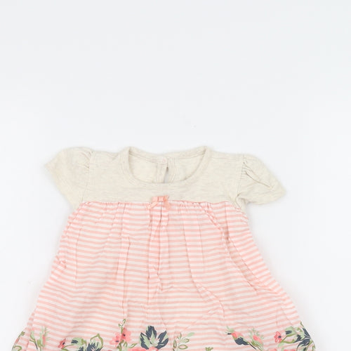 George Girls Pink Striped  A-Line  Size 9-12 Months
