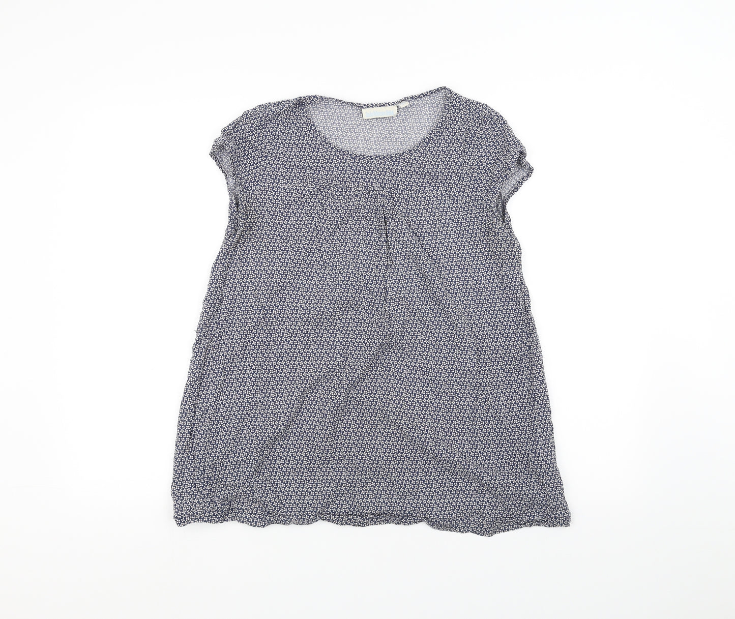 JoJo Maman Womens Blue Floral  Basic T-Shirt Size S