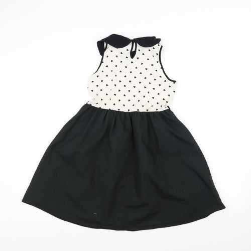 George Girls Black Polka Dot  A-Line  Size 10-11 Years