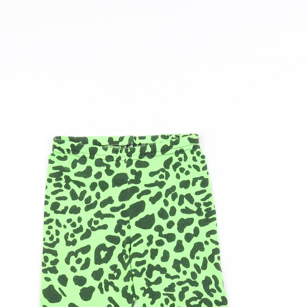 Preworn Girls Green Animal Print  Sweatpants Trousers Size 7-8 Years