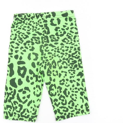 Preworn Girls Green Animal Print  Sweatpants Trousers Size 7-8 Years