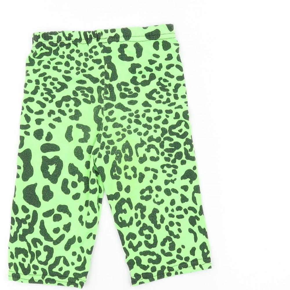 Preworn Girls Green Animal Print  Sweatpants Trousers Size 7-8 Years