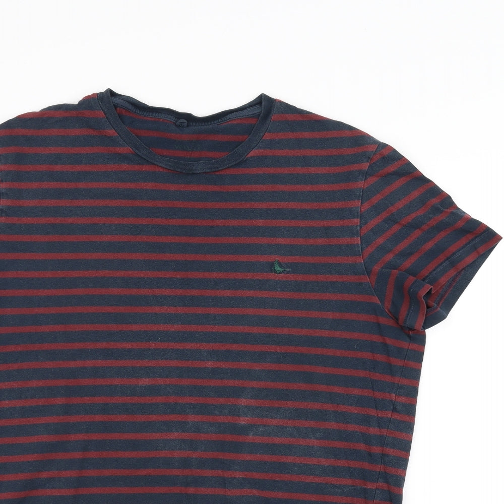 Jack Wills Mens Blue Striped   T-Shirt Size L
