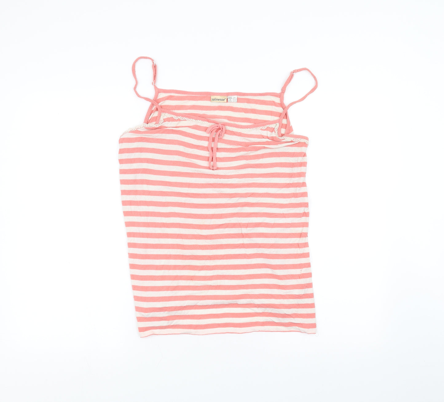 Jolinesse Womens White Striped  Basic T-Shirt Size 14