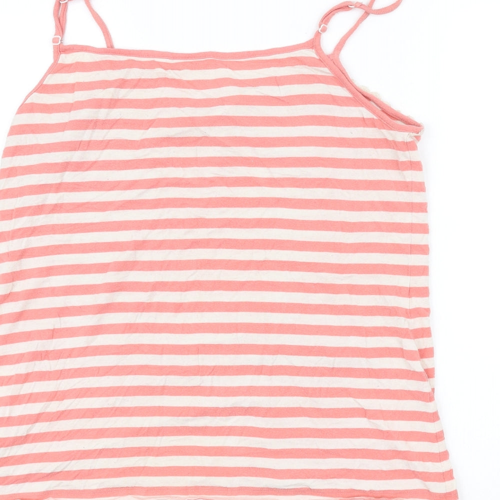 Jolinesse Womens White Striped  Basic T-Shirt Size 14