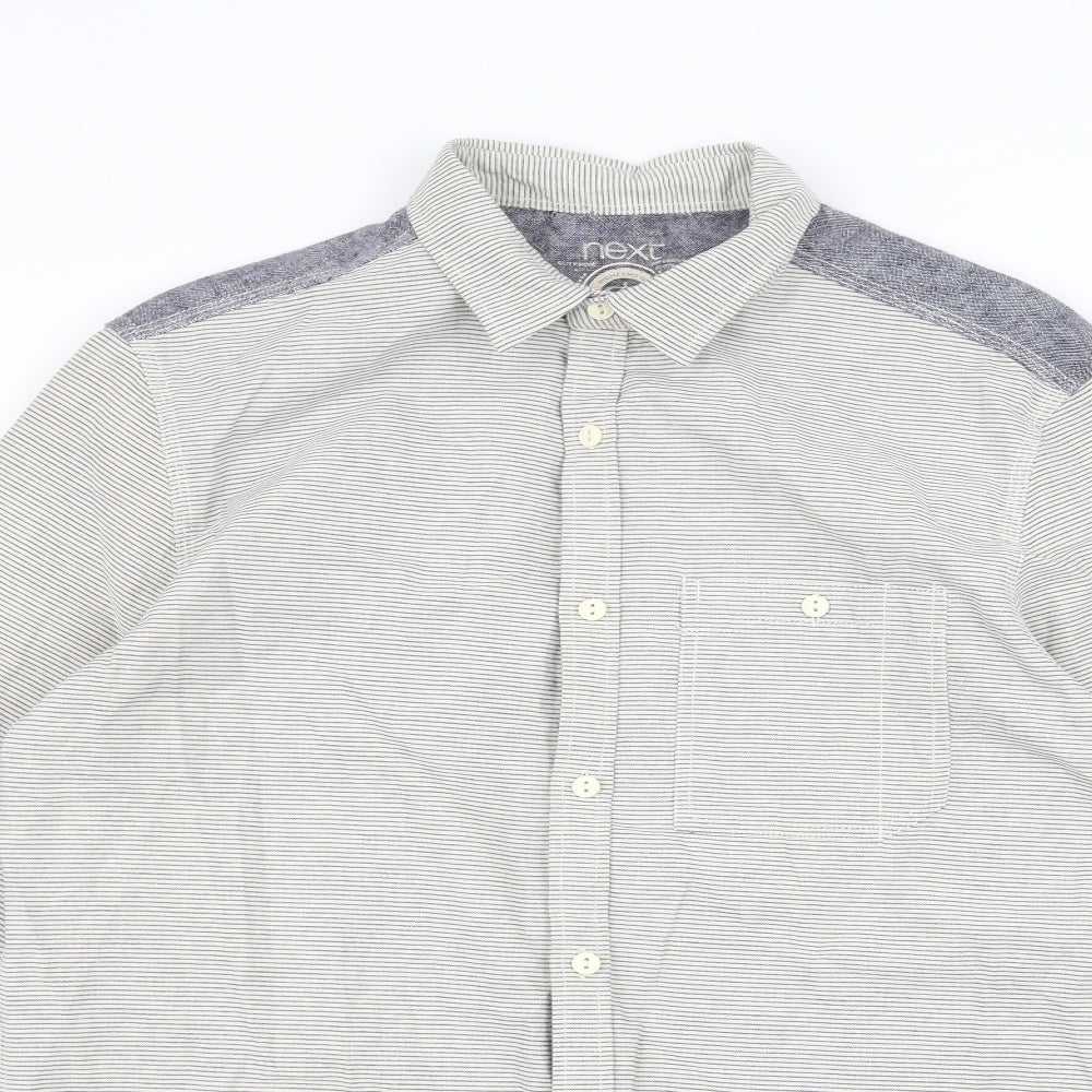 NEXT Mens White Striped   Dress Shirt Size M