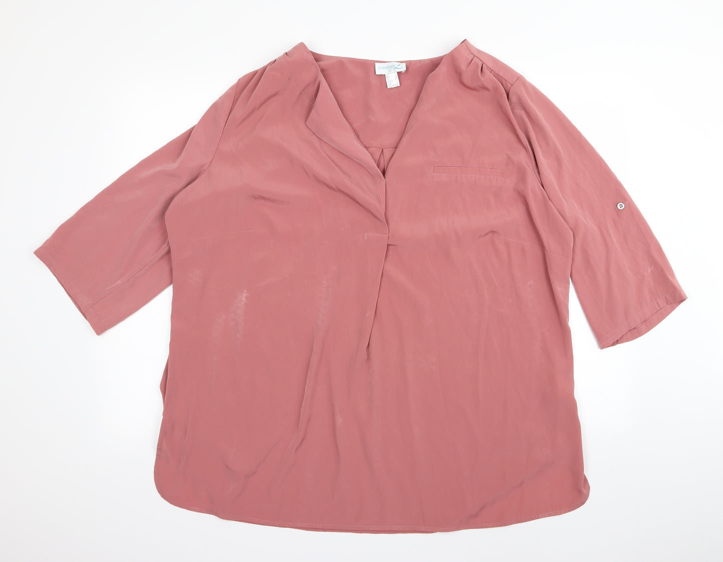 Creation Womens Pink   Basic Blouse Size 24