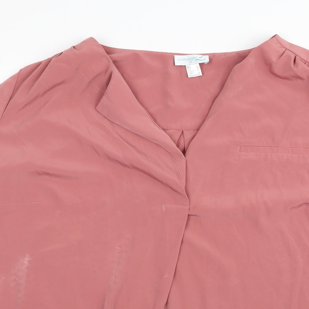 Creation Womens Pink   Basic Blouse Size 24