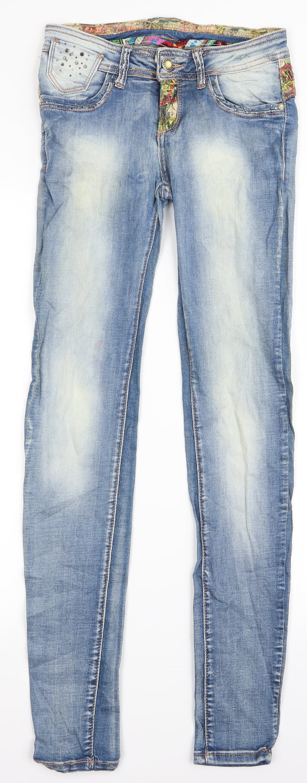 Preworn Womens Clear Floral  Skinny Jeans Size XS L31 in