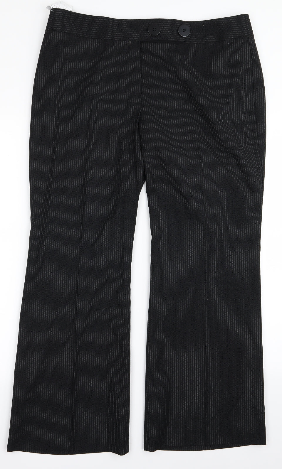 Marks and Spencer Womens Black Striped  Trousers  Size 16 L22 in
