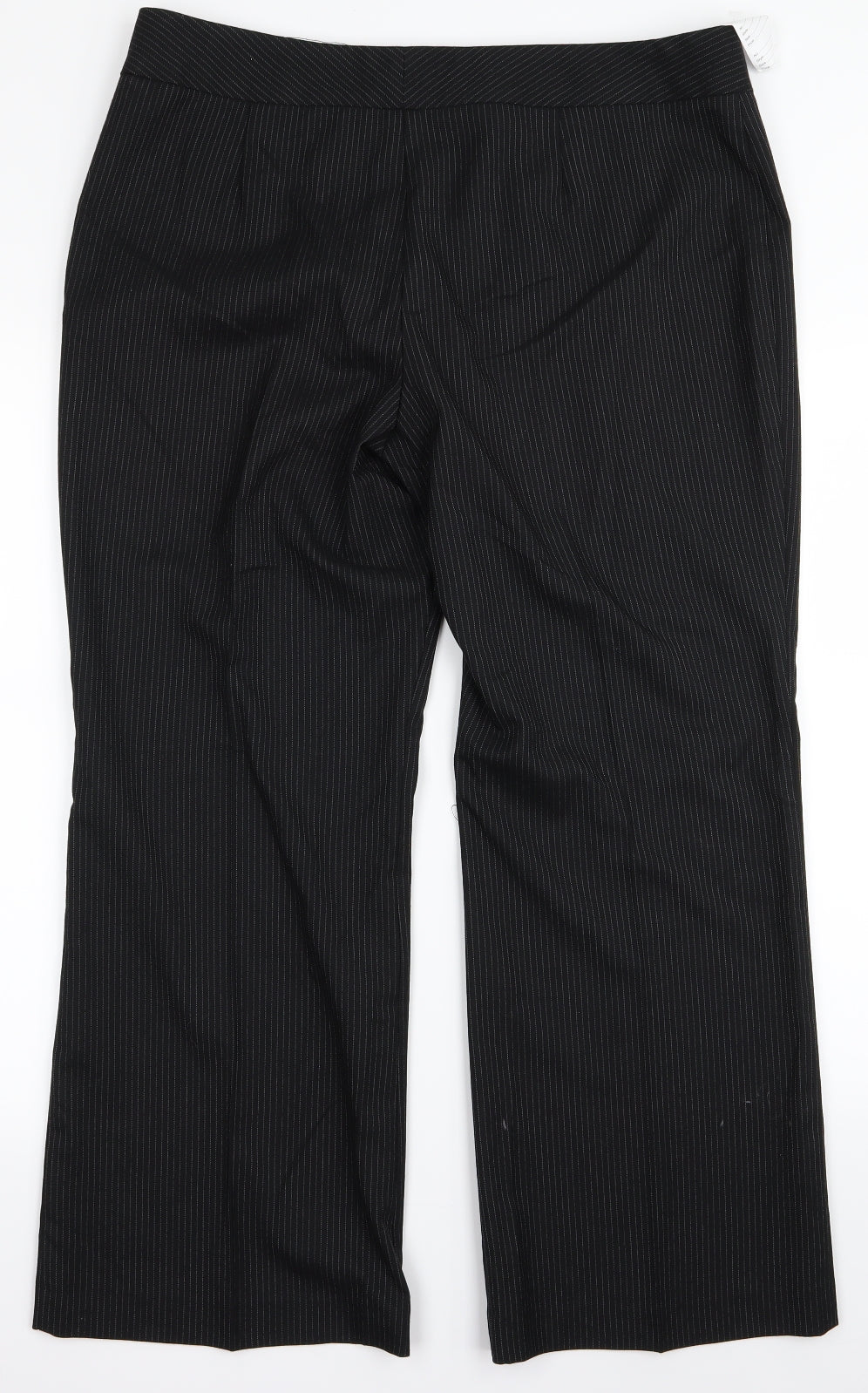 Marks and Spencer Womens Black Striped  Trousers  Size 16 L22 in