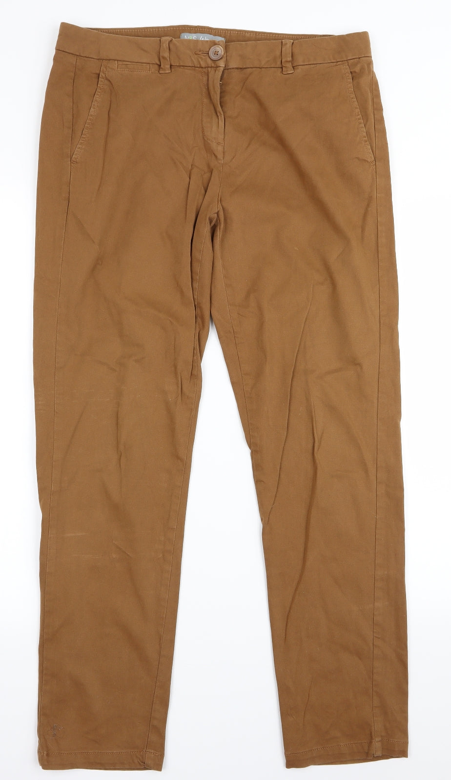 m&s Womens Brown   Chino Trousers Size 12 L26 in