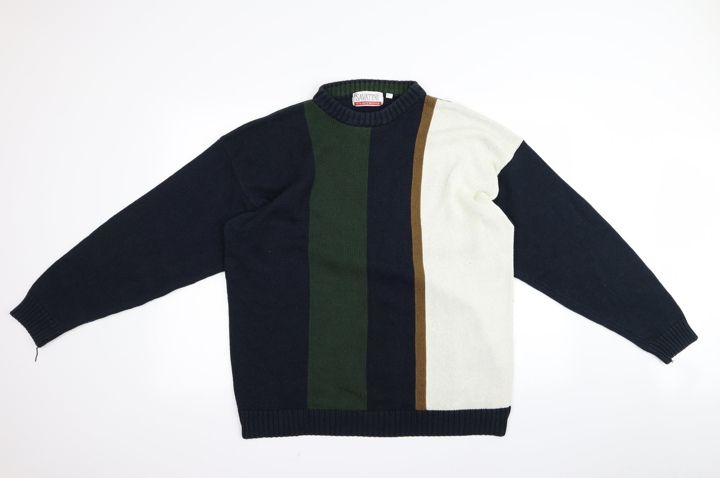 savatini Mens Multicoloured Striped  Pullover Jumper Size XL