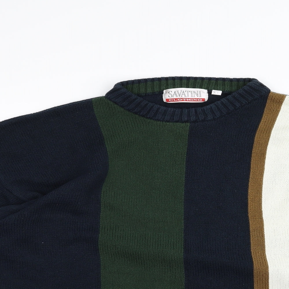 savatini Mens Multicoloured Striped  Pullover Jumper Size XL