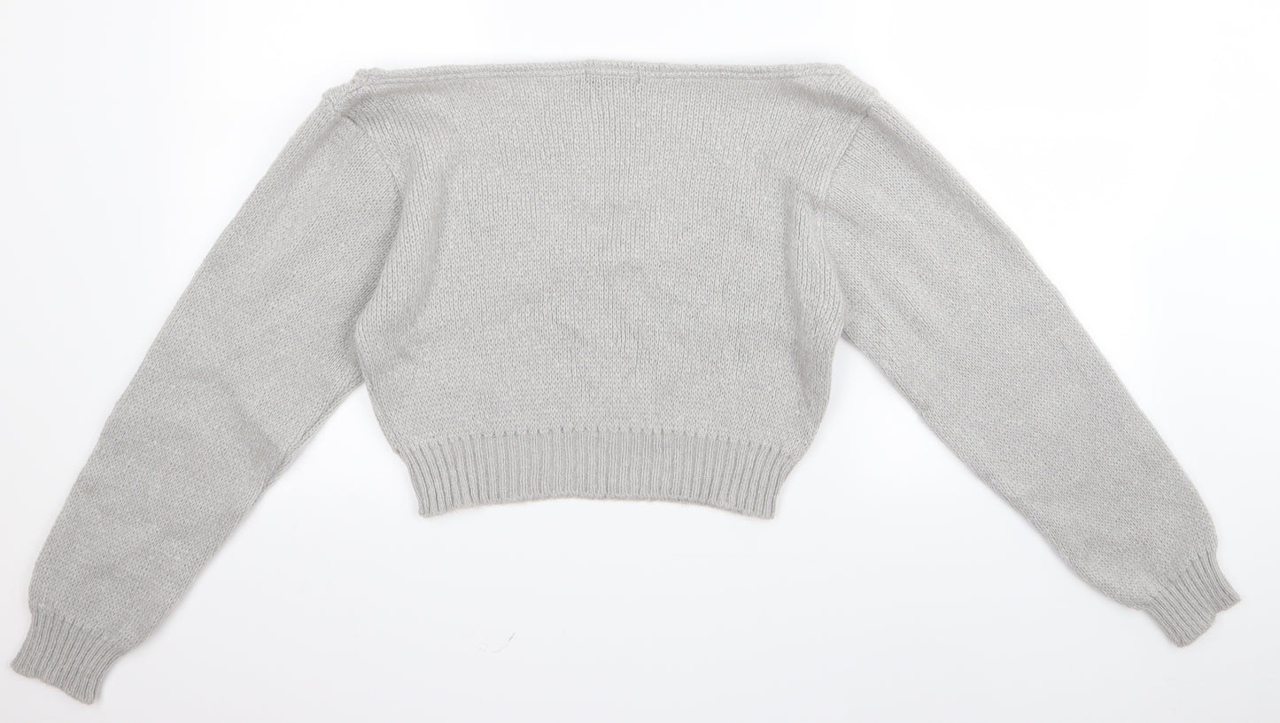 PRETTYLITTLETHING Womens Grey   Pullover Jumper Size S